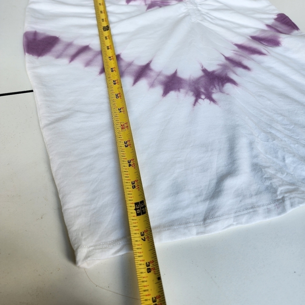 VENUS Women's Tie Dye Ruched Lounge Dress White & Purple Cotton Blend XS - Picture 13 of 16